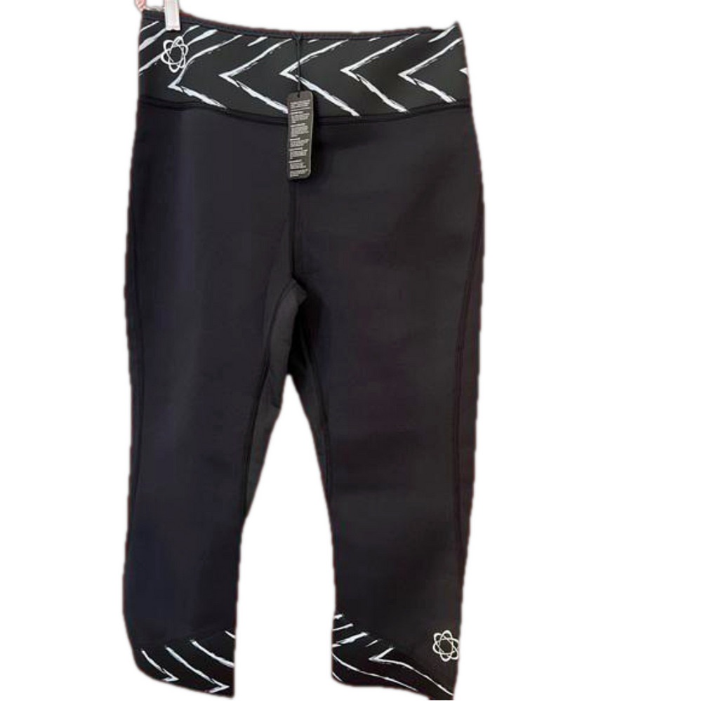 NWT Zaggora HotPants Weight Loss Neoprene Capris Womens Black Geometric XL